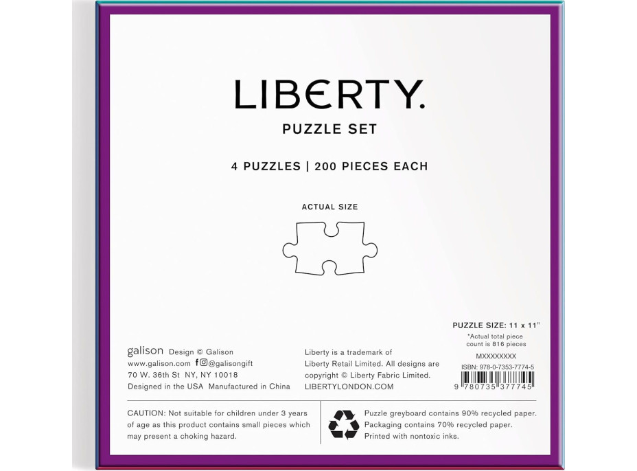 GALISON Štvorcové puzzle Liberty: Sila lásky 4x200 dielikov