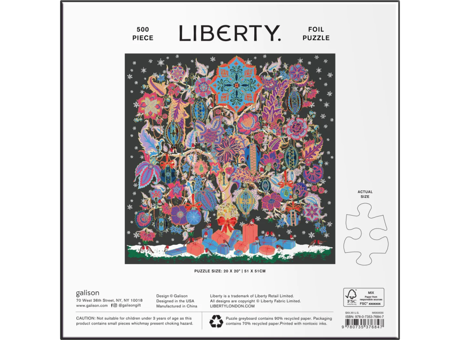 GALISON Štvorcové puzzle Liberty: Vianočný strom života 500 dielikov