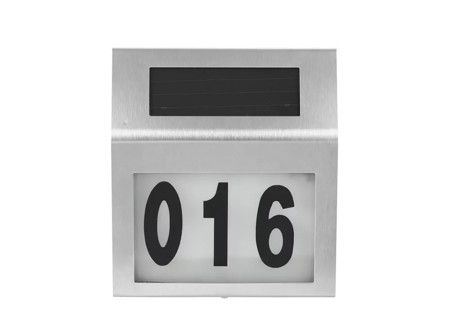 LED solárna lampa s číslom domu - strieborná