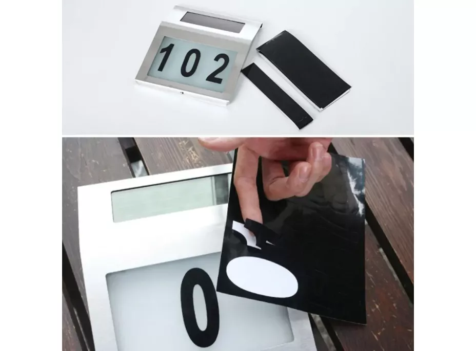 LED solárna lampa s číslom domu - strieborná