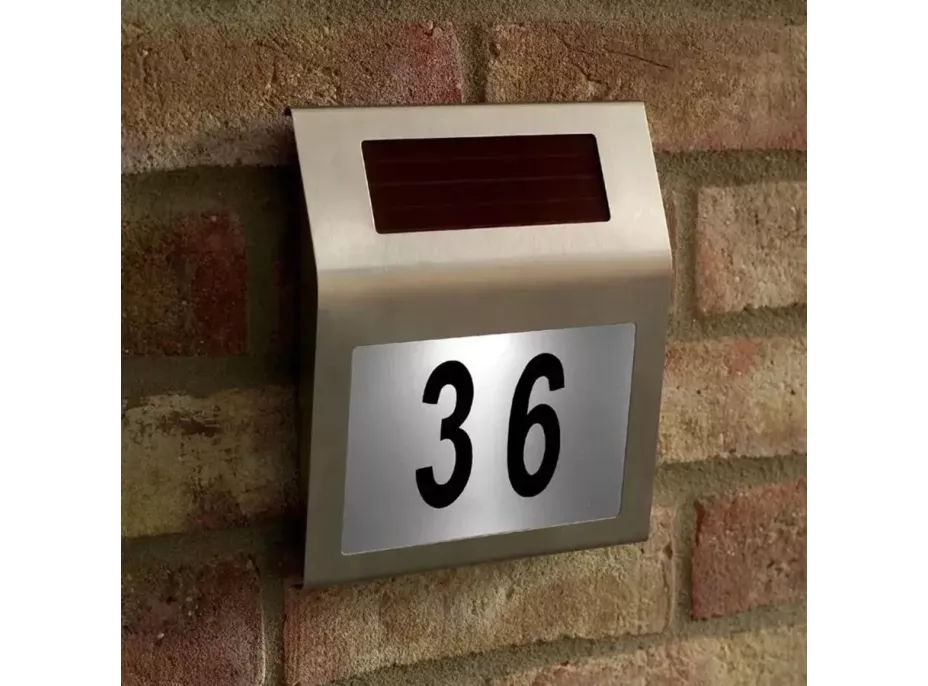 LED solárna lampa s číslom domu - strieborná