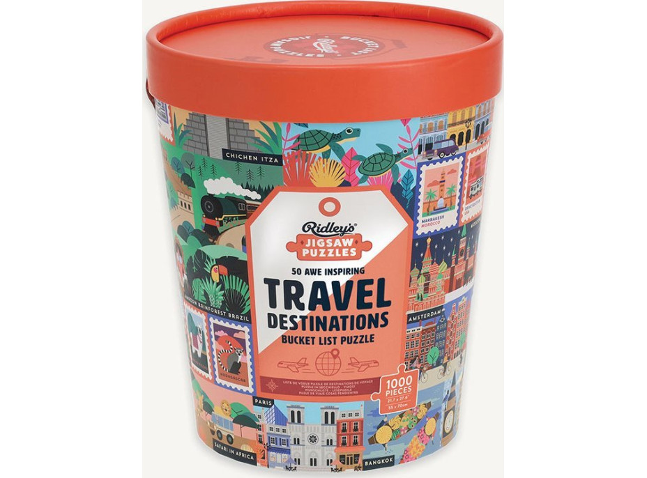 RIDLEY&#39;S GAMES Puzzle Bucket List: 50 obdivuhodných turistických cieľov 1000 dielikov