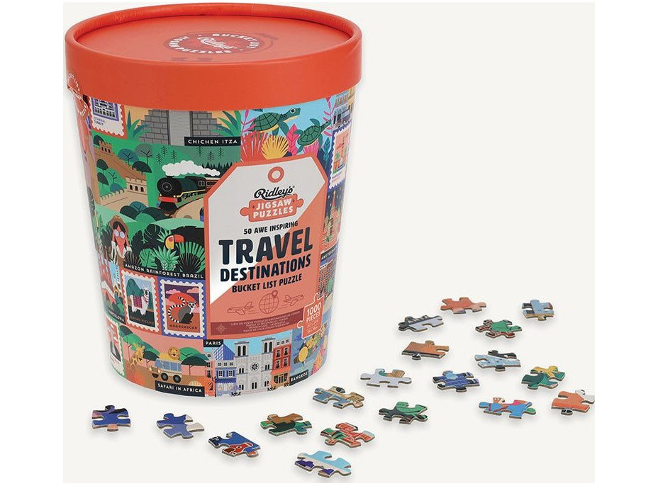 RIDLEY&#39;S GAMES Puzzle Bucket List: 50 obdivuhodných turistických cieľov 1000 dielikov