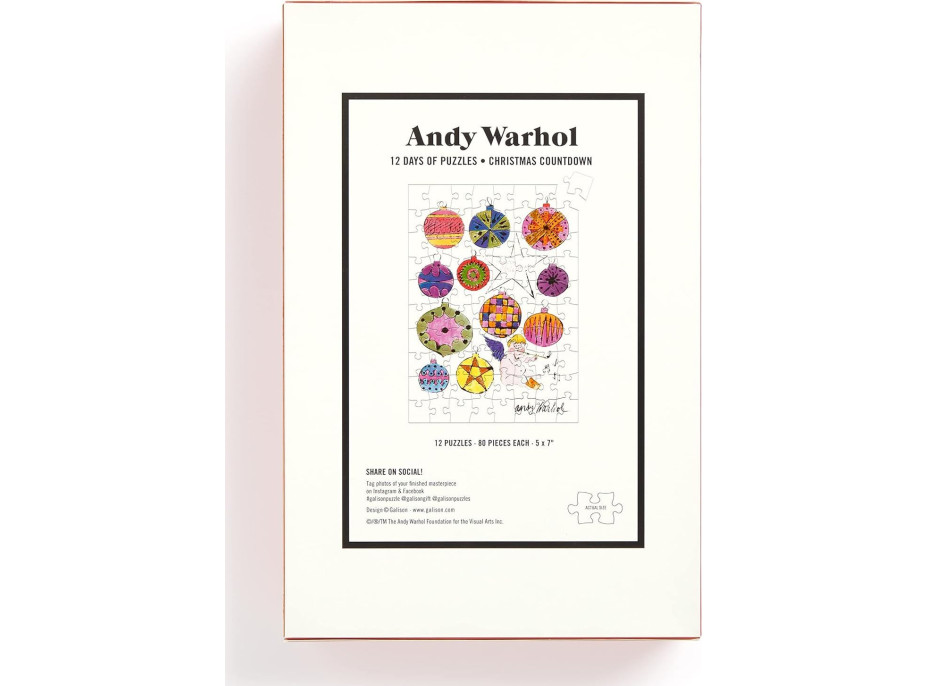 GALISON Puzzle Adventný kalendár Andy Warhol: 12 dní do Vianoc 12x80 dielikov