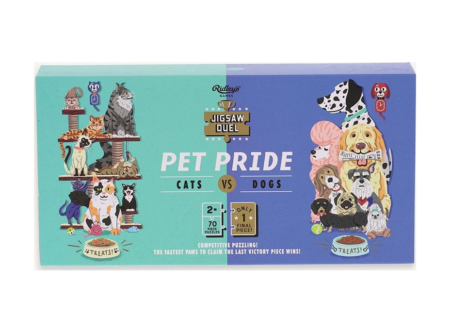RIDLEY&#39;S GAMES Puzzle Duel Zvieratá: Mačky vs psy 2x70 dielikov