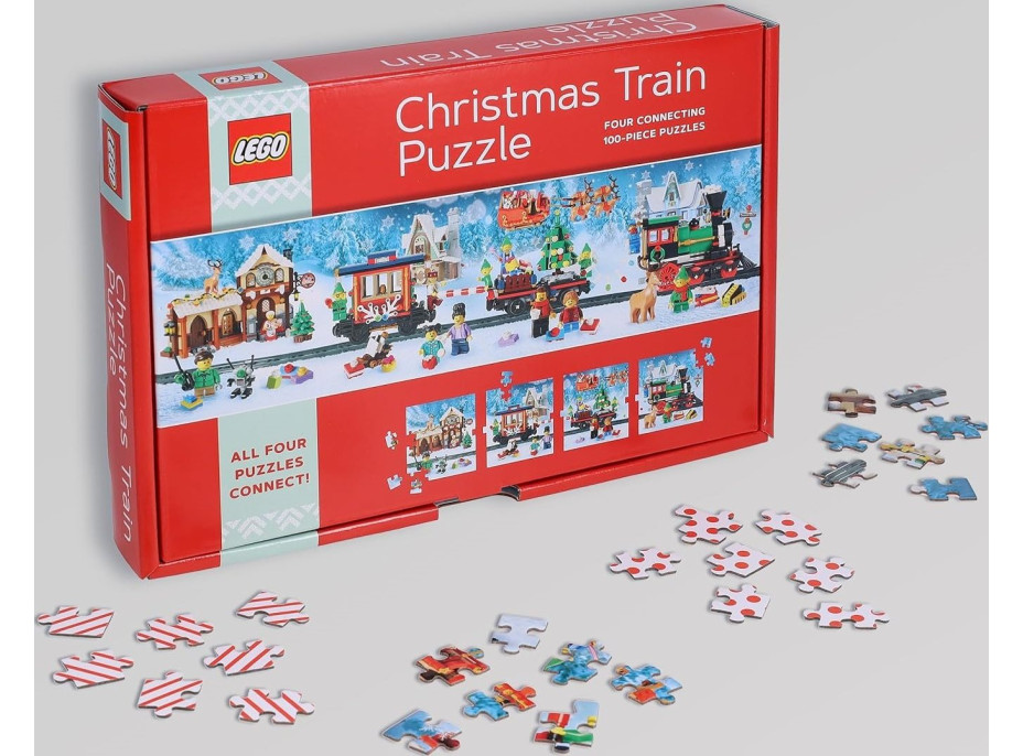 CHRONICLE BOOKS Puzzle LEGO® Vianočný vlak 4x100 dielikov