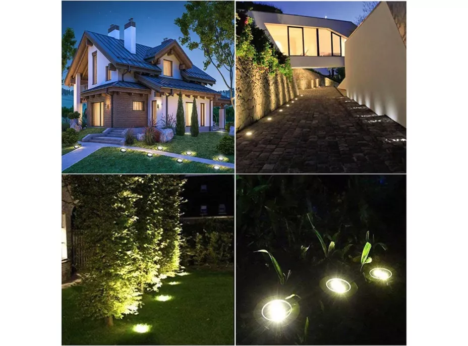 Záhradná okrúhla LED solárna lampa do zeme 12 cm - strieborná