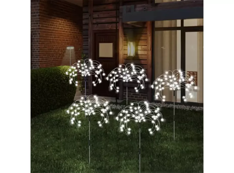 Záhradné LED solárne lampy do zeme VEJÍRKY - 90 cm - 5 ks