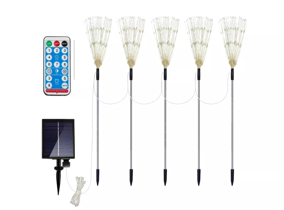Záhradné LED solárne lampy do zeme VEJÍRKY - 90 cm - 5 ks