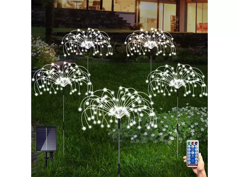 Záhradné LED solárne lampy do zeme VEJÍRKY - 90 cm - 5 ks