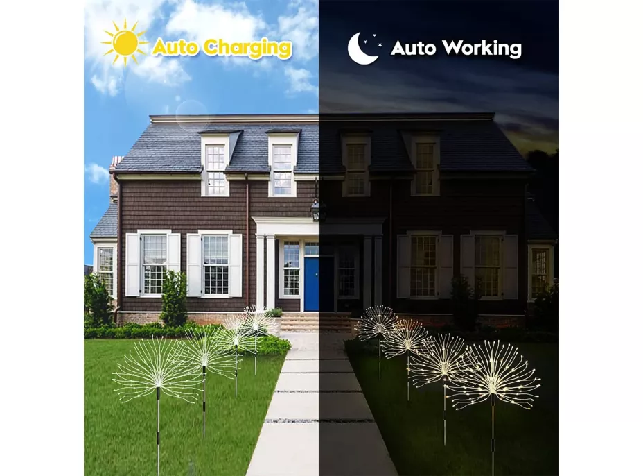 Záhradné LED solárne lampy do zeme VEJÍRKY - 90 cm - 5 ks