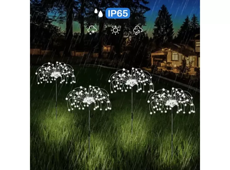 Záhradné LED solárne lampy do zeme VEJÍRKY - 90 cm - 5 ks