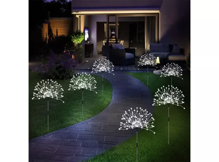 Záhradné LED solárne lampy do zeme VEJÍRKY - 90 cm - 5 ks