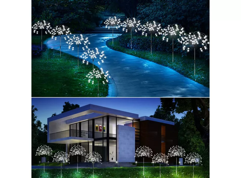 Záhradné LED solárne lampy do zeme VEJÍRKY - 90 cm - 5 ks