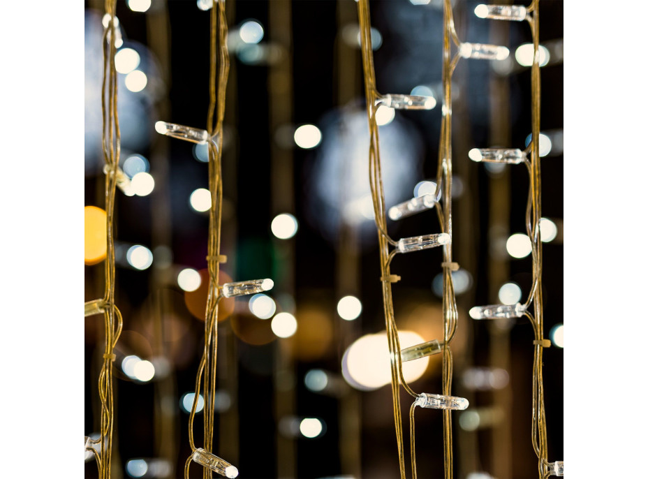 Vianočné svietiace 300 LED záves 3x3m - biely teplý