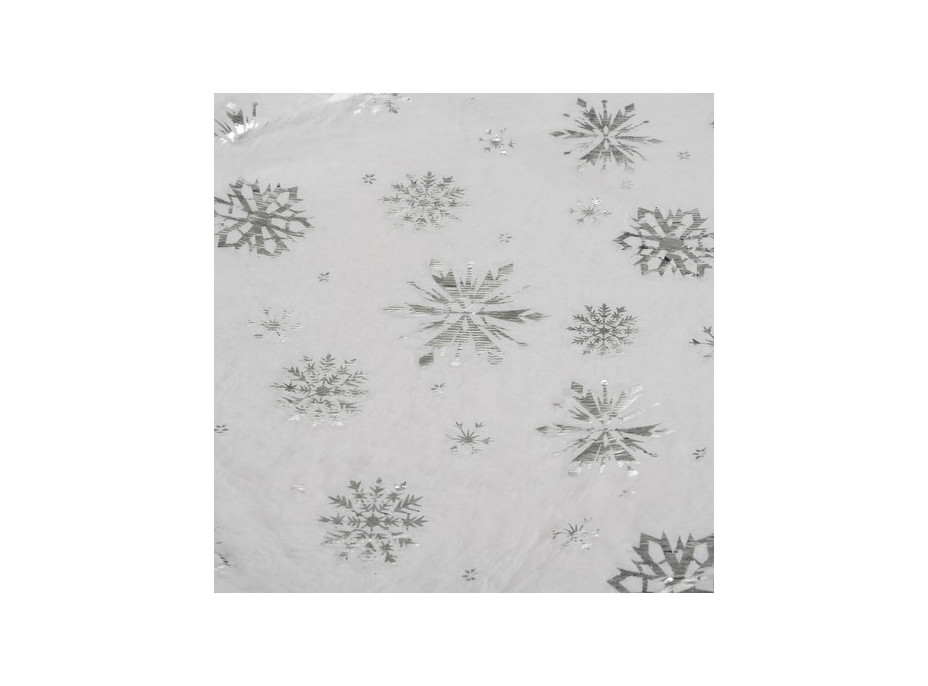 Podložka na vianočný stromček 78 cm - Vločky - biela/strieborná