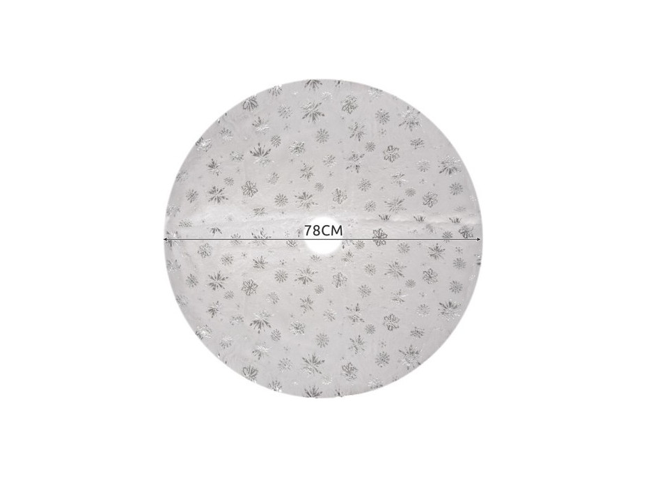 Podložka na vianočný stromček 78 cm - Vločky - biela/strieborná