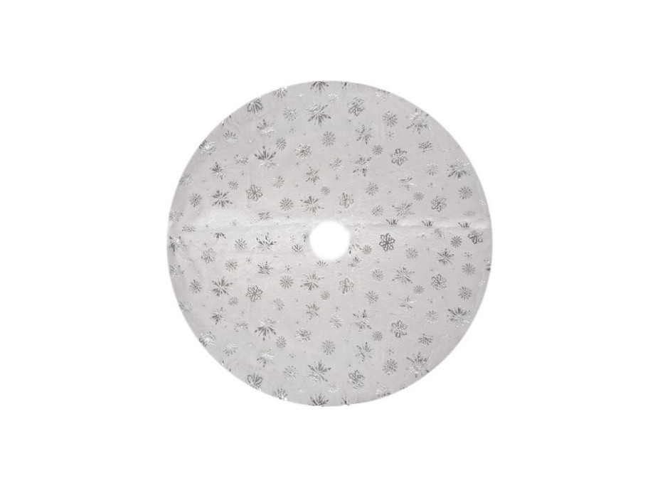 Podložka na vianočný stromček 90 cm - Vločky - biela/strieborná