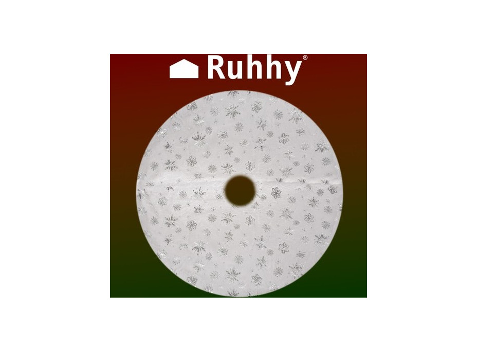 Podložka na vianočný stromček 90 cm - Vločky - biela/strieborná