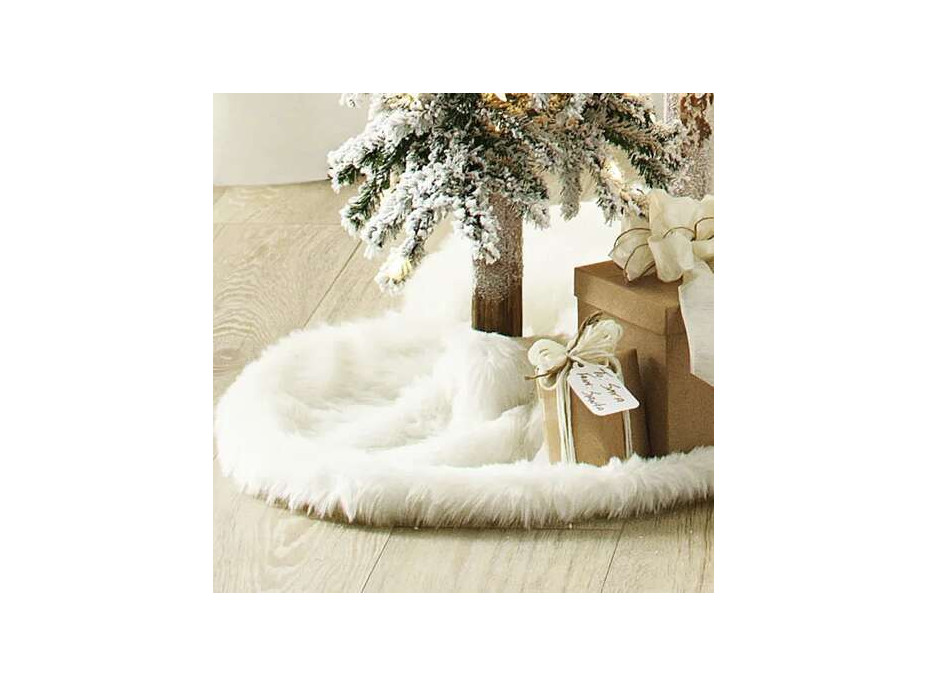 Podložka na vianočný stromček 78 cm - imitácia kožušiny - biela