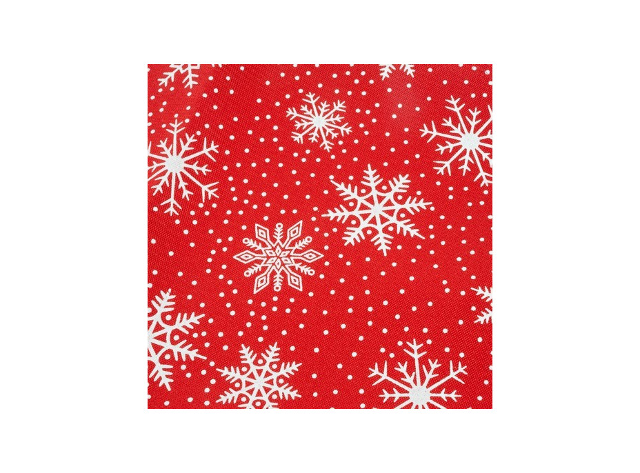 Vianočný behúň na stôl 180x35 cm - Vločky - červený/strieborný