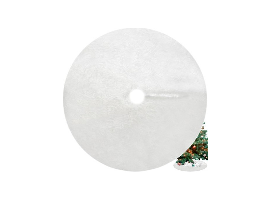 Podložka na vianočný stromček 90 cm - imitácia kožušiny - biela