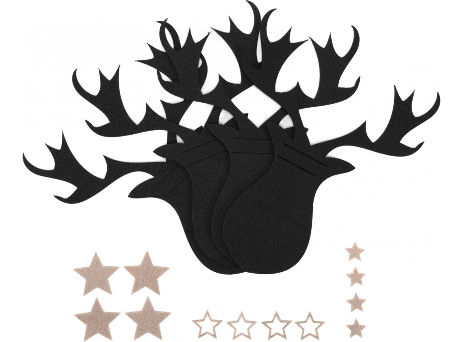 Vianočný obal na príbory - 4 ks - čierne - sob s hviezdičkami