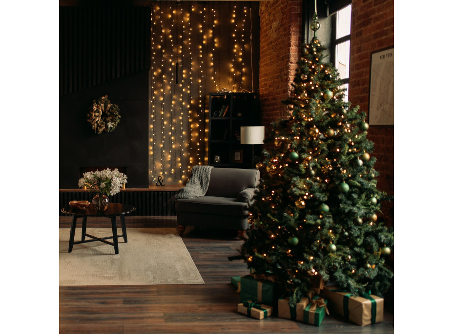 Vianočné svietiace 300 LED záves 3x3m - biely teplý