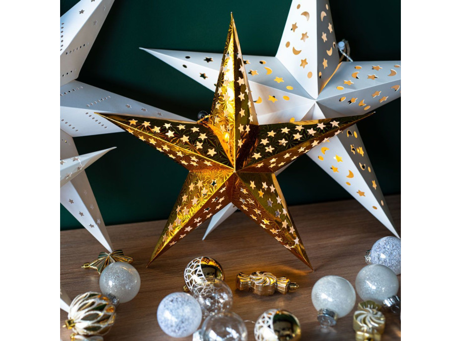 Papierová vianočná závesná LED hviezda - nočné nebo - 60 cm