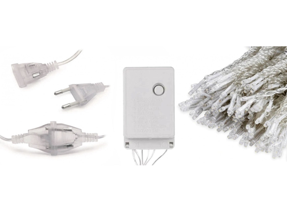 Vianočné svietiace 300 LED záves 3x3m - biely teplý