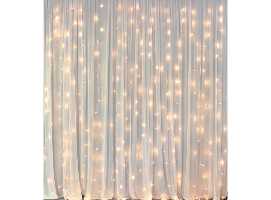 Vianočné svietiace 300 LED záves 3x3m - biely teplý