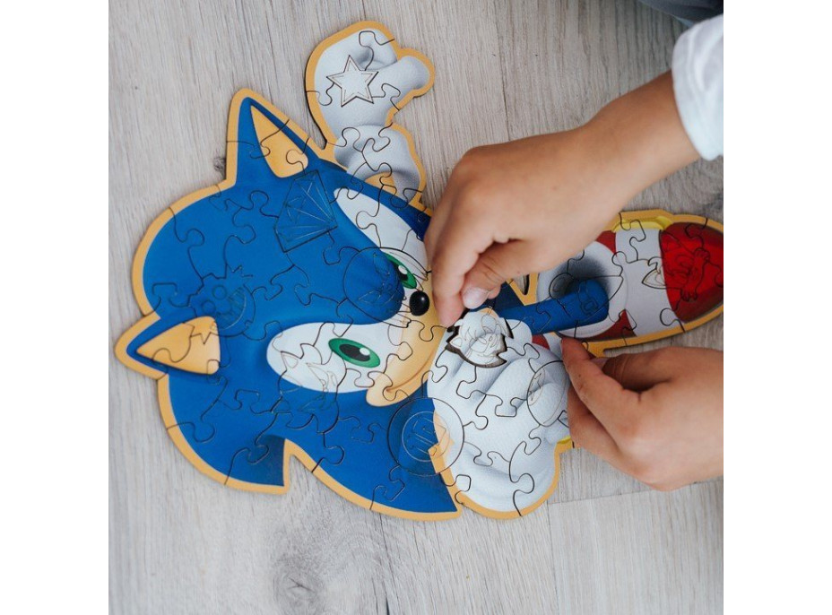 Trefl Wood Craft Junior puzzle Chytrý Ježko Sonic 50 dielikov