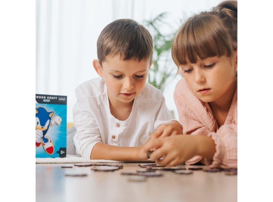 Trefl Wood Craft Junior puzzle Chytrý Ježko Sonic 50 dielikov