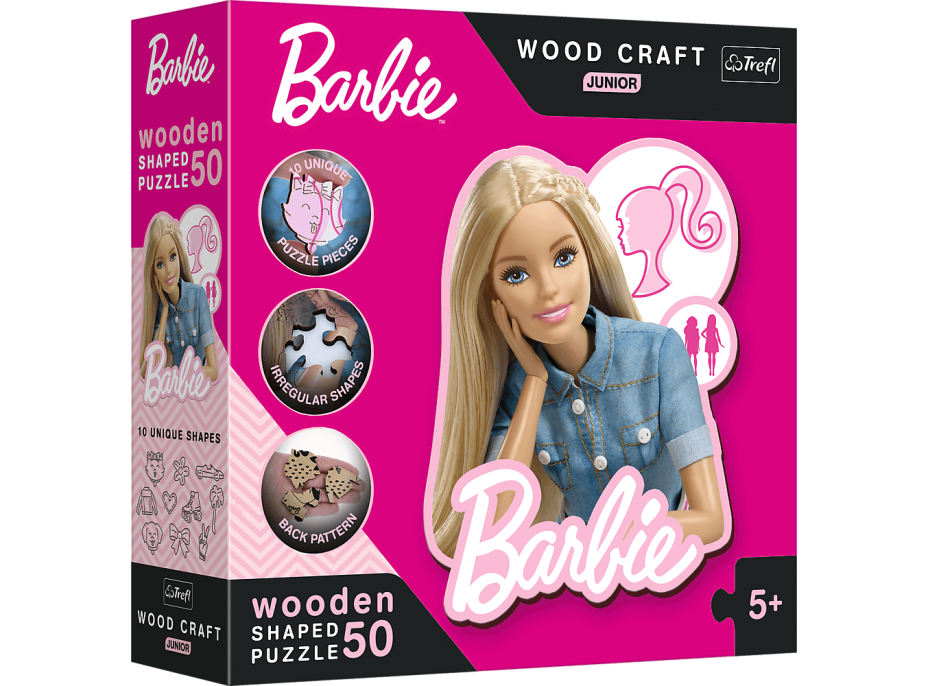 Trefl Wood Craft Junior puzzle Krásna Barbie 50 dielikov