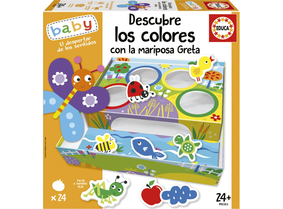 EDUCA Baby Triedenie farieb s motýľom Gretou 4x6 dielikov