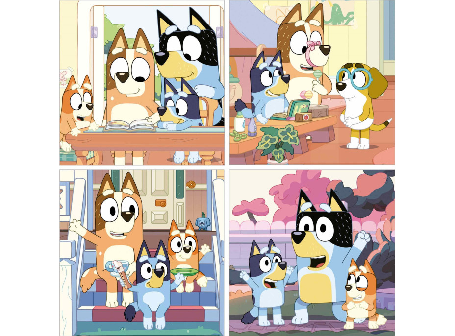 EDUCA Puzzle v kufríku Bluey 4v1 (12,16,20,25 dielikov)