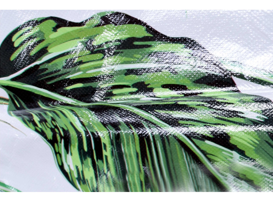 Textilná skriňa MIRA Monstera so 6 policami - biela/zelená