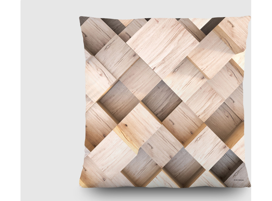 Dekoračný vankúš - 3D drevo - 45x45 cm