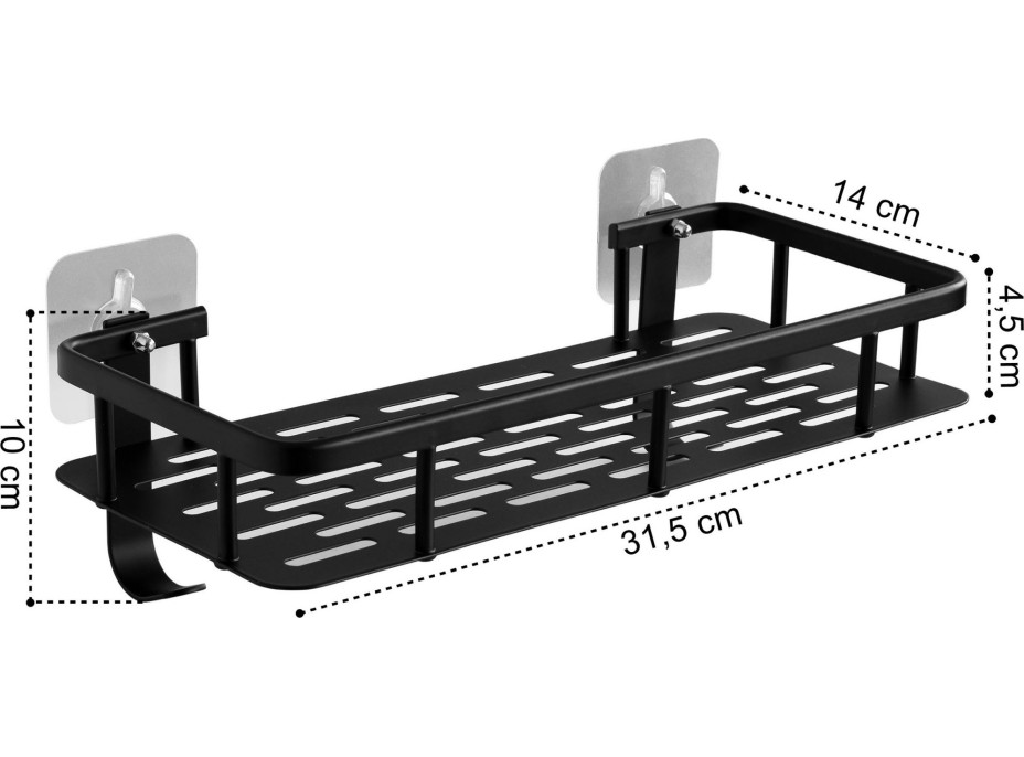 Súprava poličiek do kúpeľne ITAKA - čierna - 2 kusy