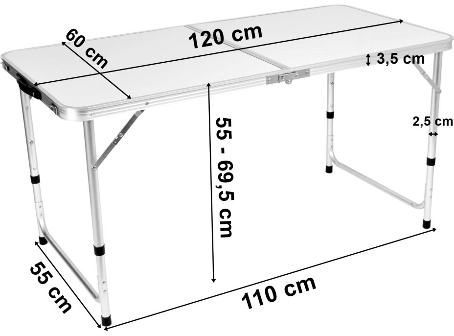 Kempingový turistický set TRAMP 120x60 cm - biely