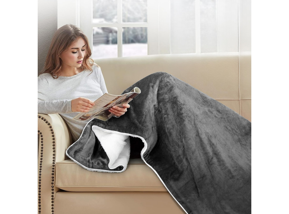 Vyhrievaná deka PEDRO 180x160 cm - šedá