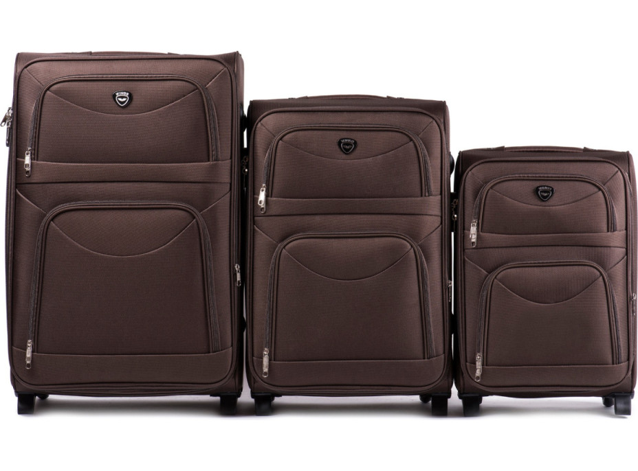 Moderné cestovné tašky MOVE 2 - set S+M+L - kávovo hnedé