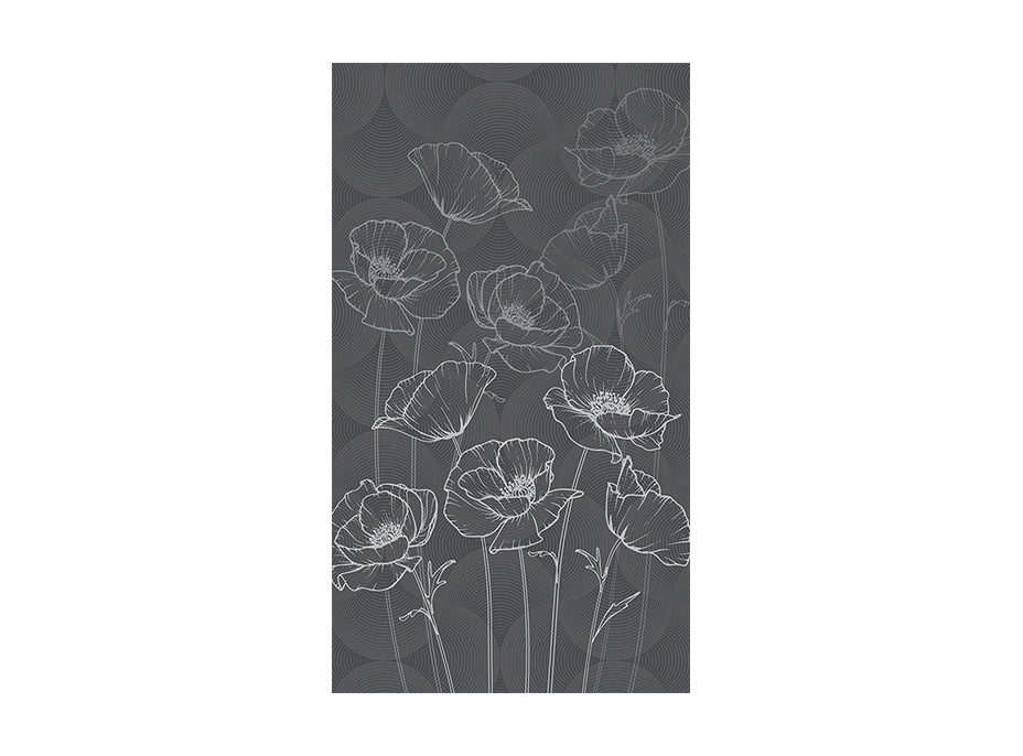 Dizajnový záves - Šedé kvety - 140x245 cm