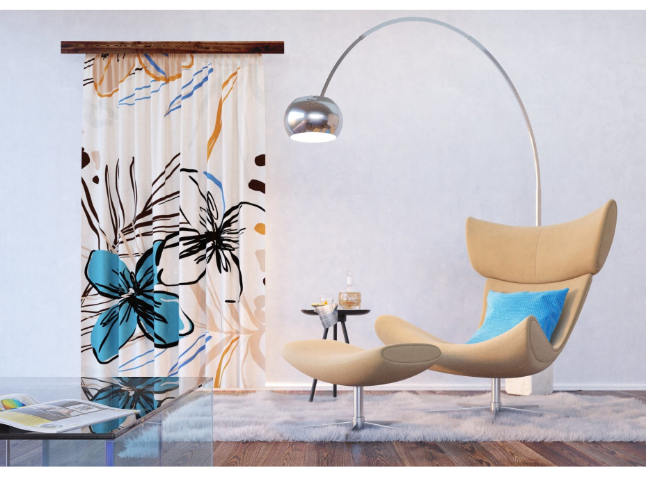 Dizajnový záves - Kvetinová abstrakcia - 140x245 cm