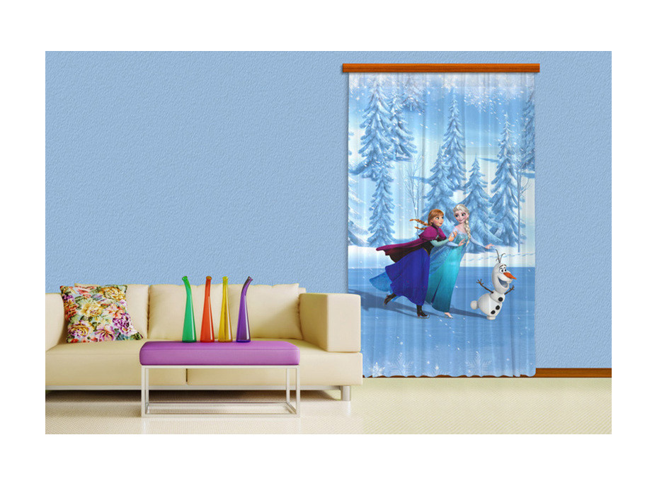 Detský záves DISNEY - FROZEN - Anna, Elsa a Olaf - 140x245 cm