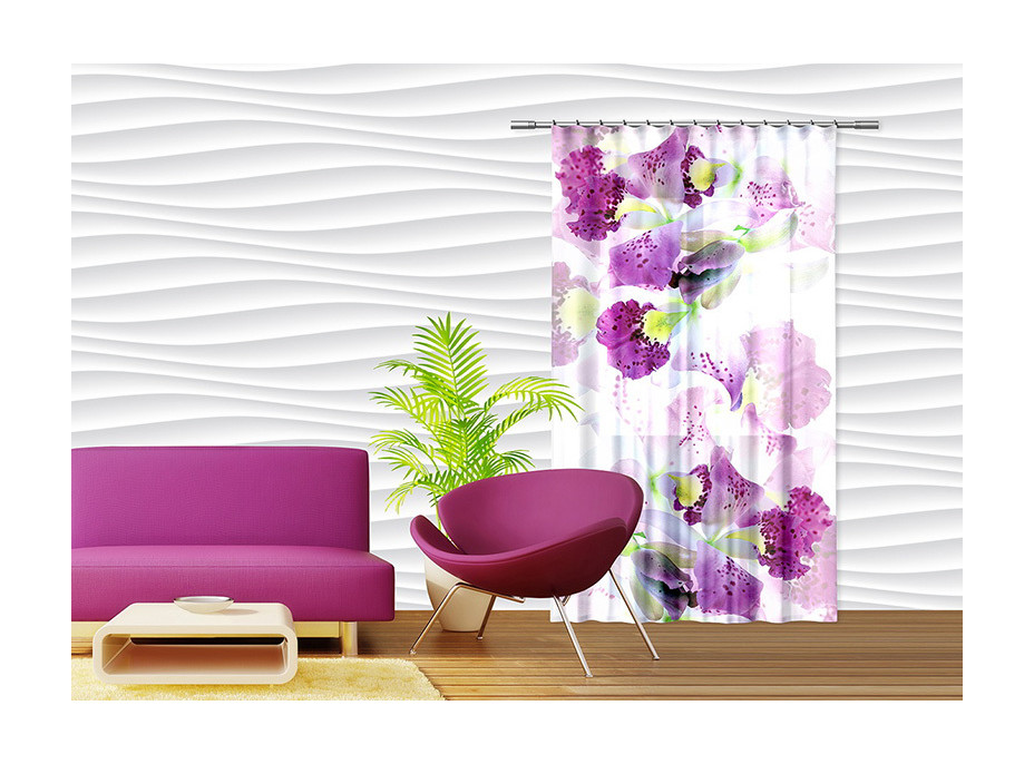 Dizajnový záves - Fialové kvety - 140x245 cm