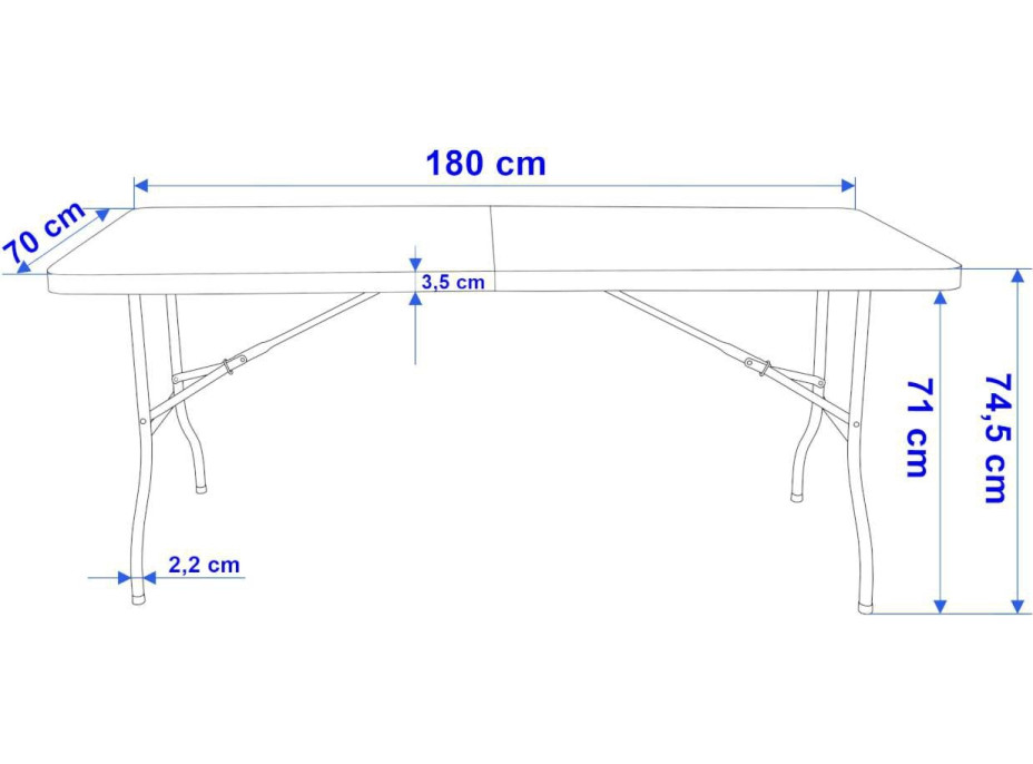 Cateringový stôl BALI 180 cm - biely