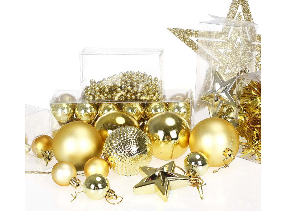 Vianočné závesné banky na stromček ESTRELLA 66 kusov - zlaté