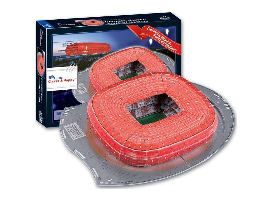 CLEVER&HAPPY 3D puzzle Štadión Allianz Arena - FC Bayern Mníchov 150 dielikov