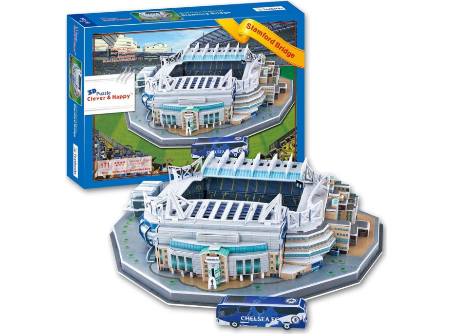 CLEVER&HAPPY 3D puzzle Štadión Stamford Bridge - Chelsea FC 171 dielikov